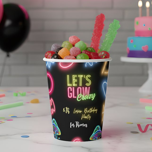 Let's glow crazy neon birthday laser party paper cups (Creator Uploaded)