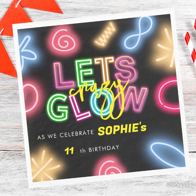 Let's glow crazy neon laser party napkin (Creator Uploaded)