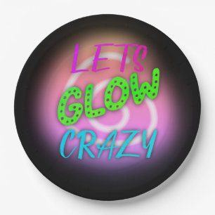 Let's Glow Crazy Neon Skating Birthday Paper Plate