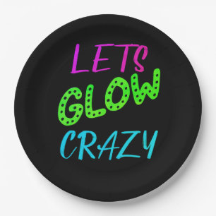 Let's Glow Crazy Neon Skating Birthday Paper Plate