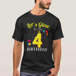 Let's Glow It's My 4Th Birthday Sweet Party Number T-Shirt
