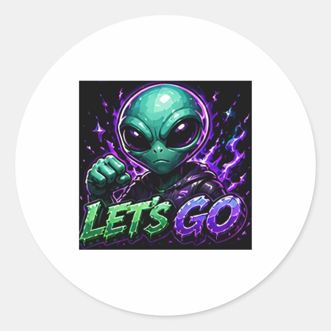 Let's Go Alien Emote Sticker (Front)