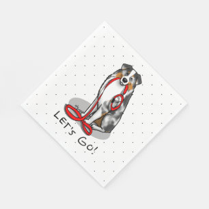 Let's Go! Australian Shepherd (blue merle tan/w 1) Napkin