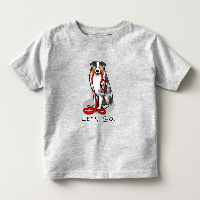 Let's Go! Australian Shepherd (blue merle tan/w 1) Toddler T-Shirt (Front)