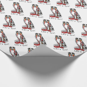 Let's Go! Australian Shepherd (blue merle tan/w 1) Wrapping Paper