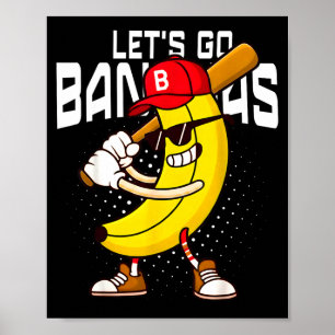 Lets go banana retro banana shirt boys kids men poster
