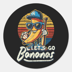 Lets Go Banana Retro Fruit Men Boys Kids T-shirt.p Classic Round Sticker