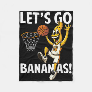 Lets Go Bananas Basketball Player With Funny Banan Fleece Blanket