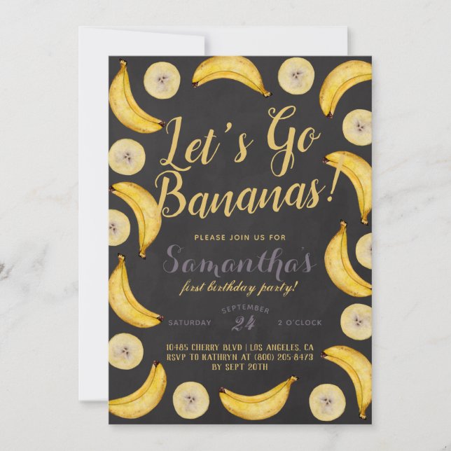 Let's Go Bananas Birthday Invitation (Front)