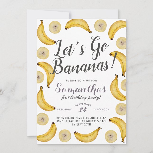 Let's Go Bananas Birthday Invitation (Front)