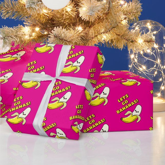 Let's Go Bananas, Bright Pink Wrapping Paper (Holidays)
