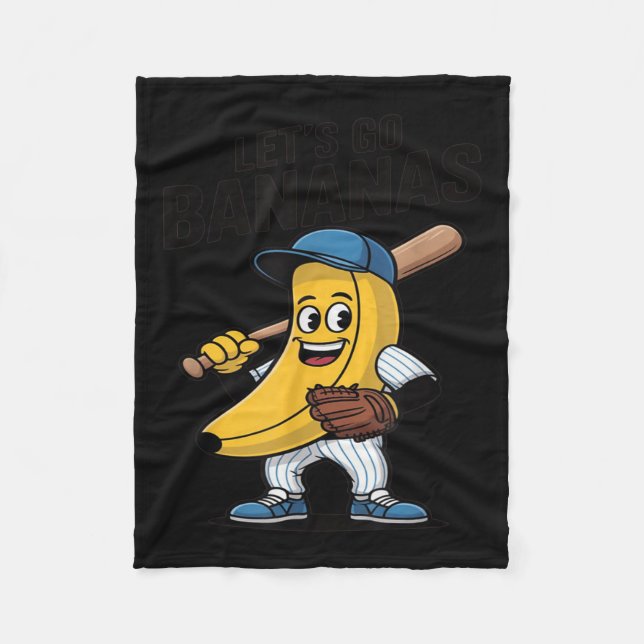Lets Go Bananas, Funny Banana Gift  Fleece Blanket (Front)