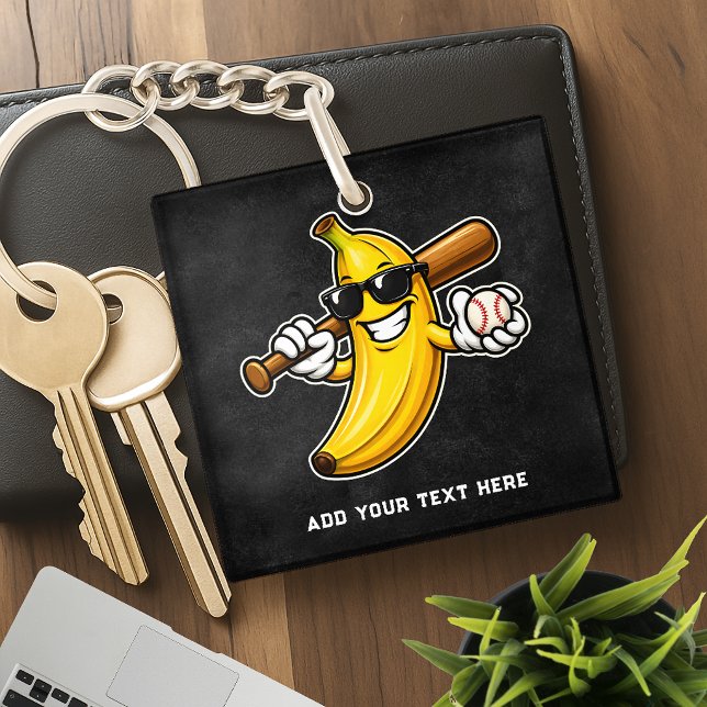 Lets Go Bananas Retro Baseball Banana Funny Key Ring (Creator Uploaded)