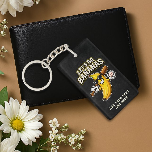 Lets Go Bananas Retro Baseball Banana Funny Key Ring (Creator Uploaded)