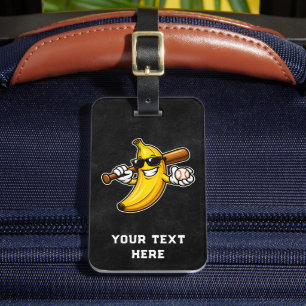 Lets Go Bananas Retro Baseball Banana Funny Luggage Tag