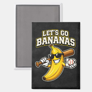 Lets Go Bananas Retro Baseball Banana Funny Magnet
