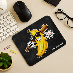 Lets Go Bananas Retro Baseball Banana Funny Mouse Pad