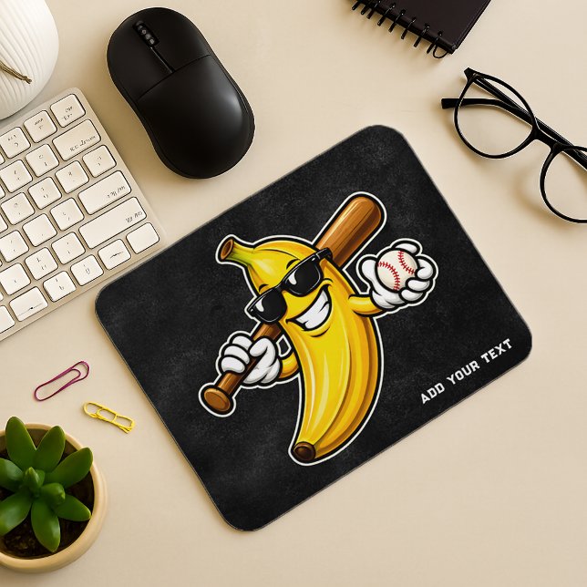 Lets Go Bananas Retro Baseball Banana Funny Mouse Pad (Creator Uploaded)