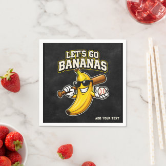 Lets Go Bananas Retro Baseball Banana Funny Napkin