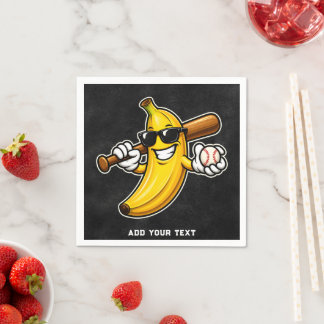 Lets Go Bananas Retro Baseball Banana Funny Napkin