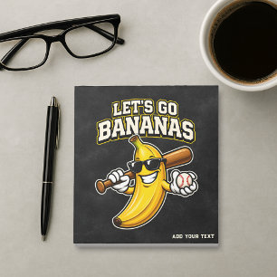 Lets Go Bananas Retro Baseball Banana Funny Notepad
