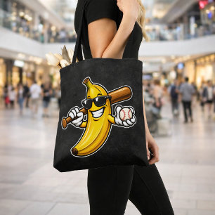 Lets Go Bananas Retro Baseball Banana Funny Tote Bag