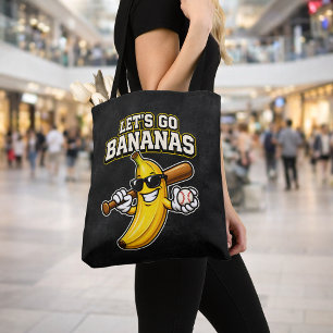 Lets Go Bananas Retro Baseball Banana Funny Tote Bag