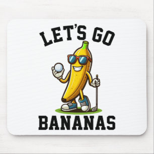 Lets Go Bananas Vintage Banana Playing Golf Lover Mouse Pad