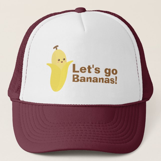 Let's go Bananas with this cute and happy banana Trucker Hat (Front)