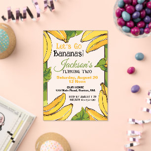 Lets Go Bananas Yellow Any Age Birthday Party Acrylic Invitations