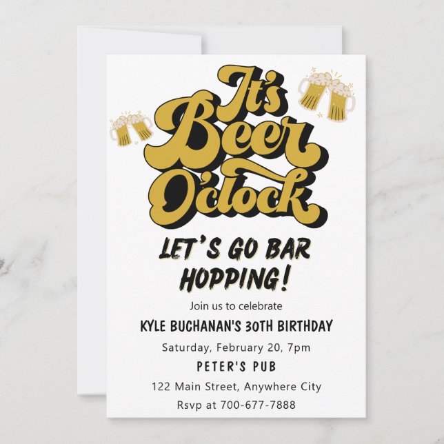 Let's Go Bar Hopping Birthday Party Invitation (Front)