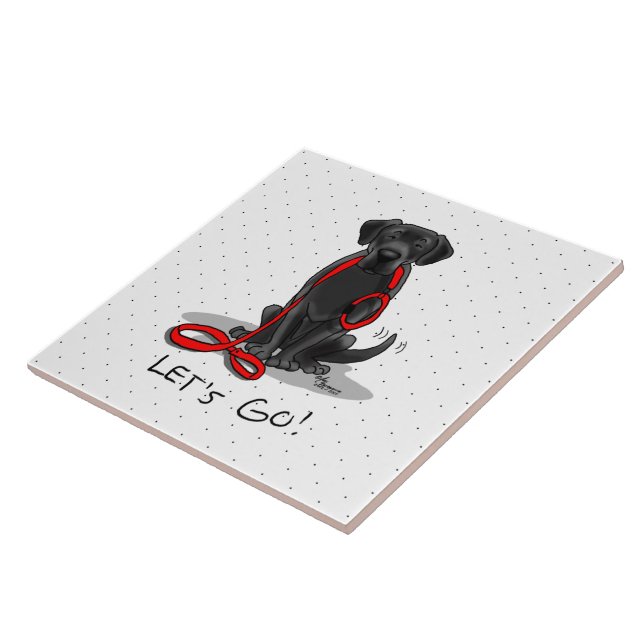 Let's Go! Black Lab Labrador Retriever Cute Tile (Side)