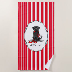 Let's Go! Black Labrador Retriever - Cute Dog Beach Towel