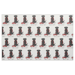 Let's Go! Black Labrador Retriever - Cute Dog Fabric