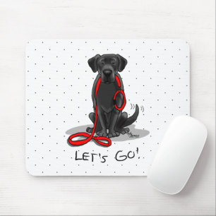 Let's Go! Black Labrador Retriever - Cute Dog Mouse Pad