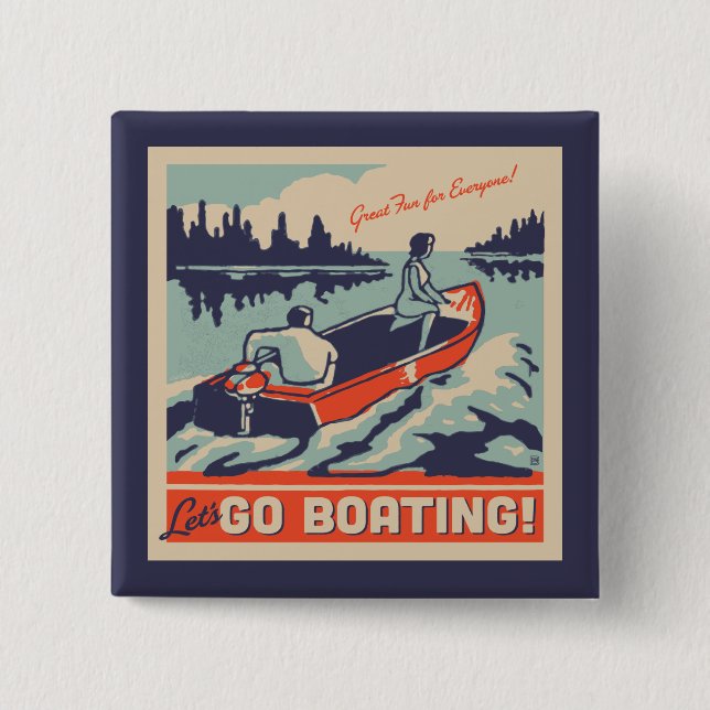 Let's Go Boating 15 Cm Square Badge (Front)