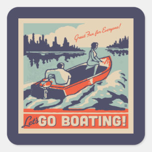 Let's Go Boating Square Sticker