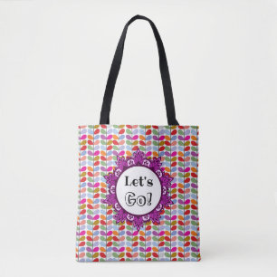 Let's Go Boho Colourful Leaf and Mandala Tote Bag