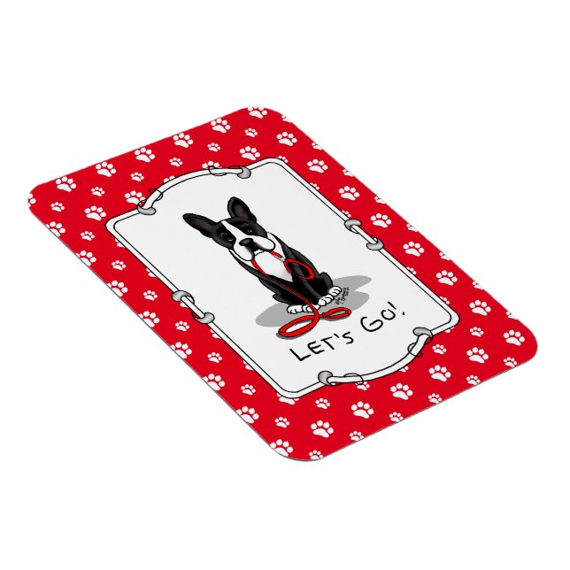 Let's Go! Boston Terrier Dog (black) Funny Magnet (Right Side)
