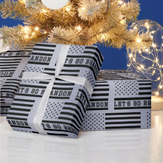 Let's Go Brandon American Flag Wrapping Paper