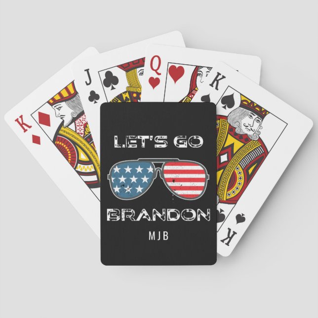 Let's Go Brandon Biden Chant Monogram Name Playing Cards (Back)