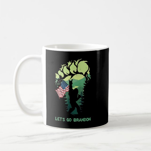 Let's Go Brandon Bigfoot American Flag  Coffee Mug (Left)