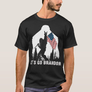 Let's Go Brandon Bigfoot, Sasquatch With America F T-Shirt