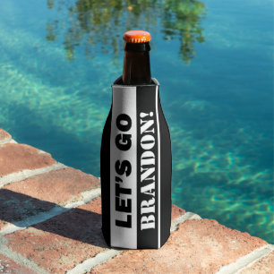 Let's Go Brandon Black White  Bottle Cooler