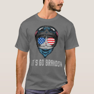Let's Go Brandon cat with sunglasses, Cat with Ame T-Shirt
