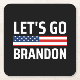 lets go brandon chant joe biden, funny lets go bra square paper coaster