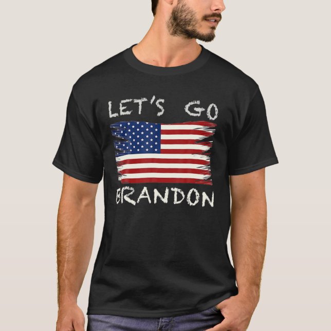 Let's Go Brandon Conservative US Flag T-Shirt (Front)