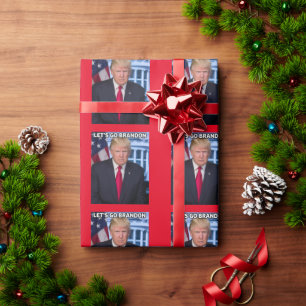 LET'S GO BRANDON DONALD TRUMP CHRISTMAS WRAPPING PAPER