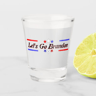 Lets Go Brandon FJB Red White Blue Stars Shot Glass