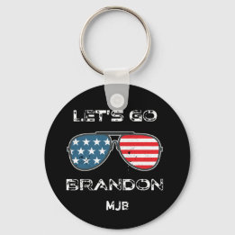 Lets Go Brandon Funny Meme Biden Monogram Key Ring